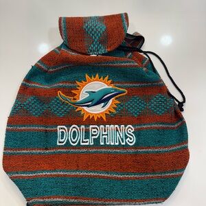 Miami Dolphins Striped Drawstring Bag